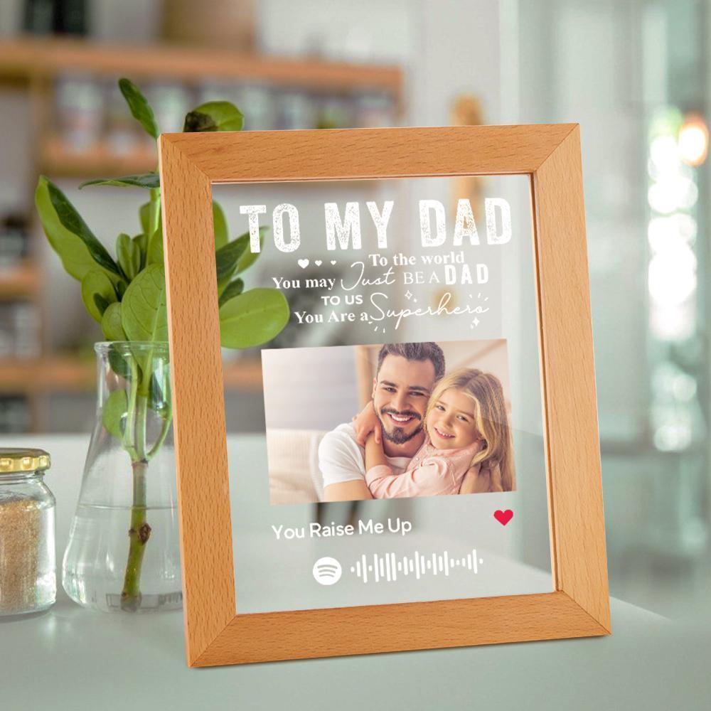 Father's Day Gifts Personalised Spotify Photo Engraved Photo Frame LED Night Lamp Best Dad Ever