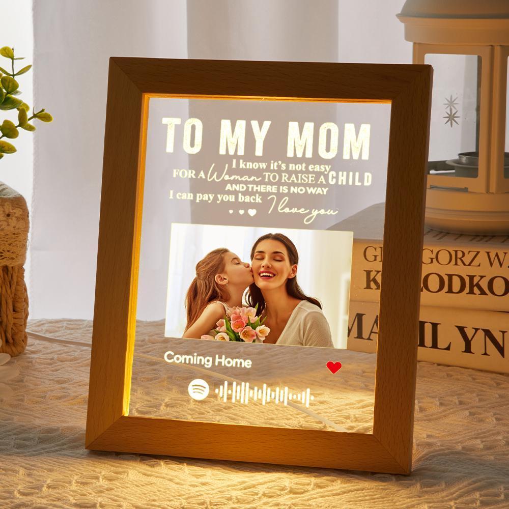 Mother's Day Gift Personalised Spotify Frame Photo Engraved Text Night Light Best Mom Ever Gift for Mum