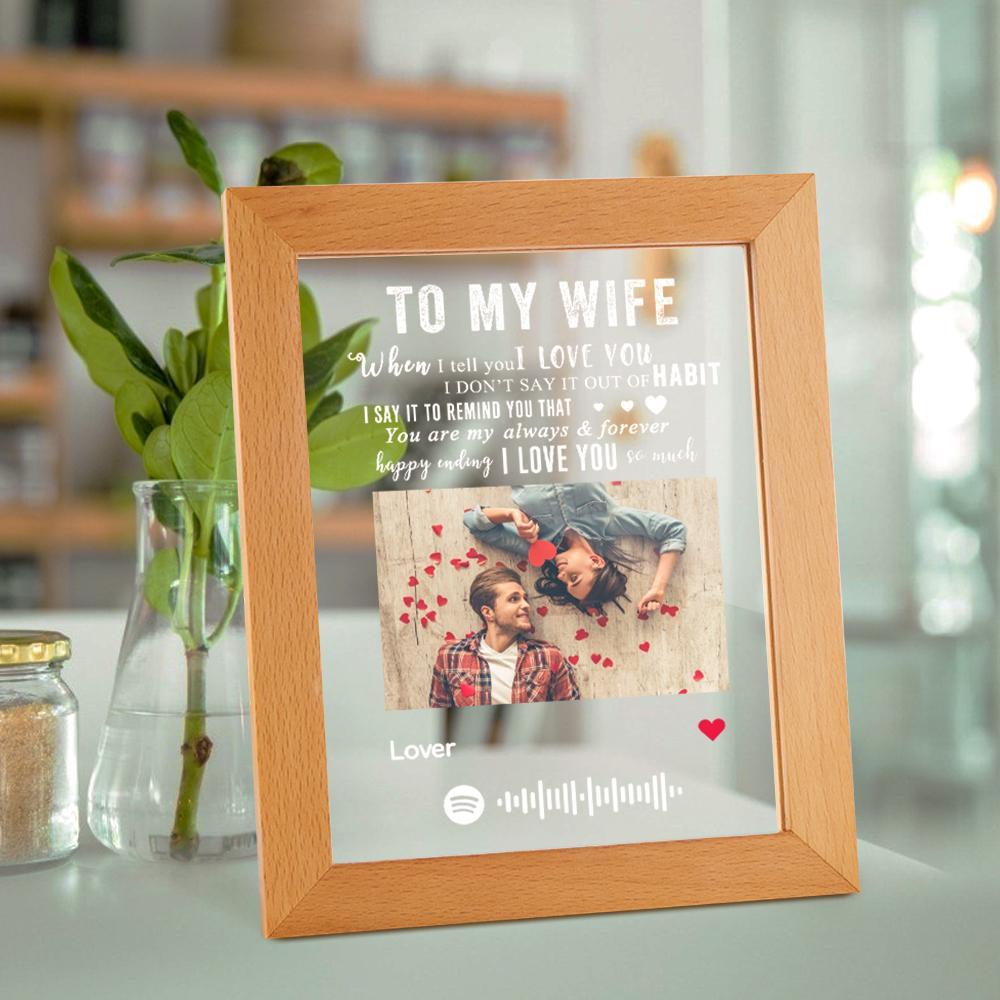 Custom Spotify Night Light LED Frame With Photo Engraved Text Night Light Anniversary Gift