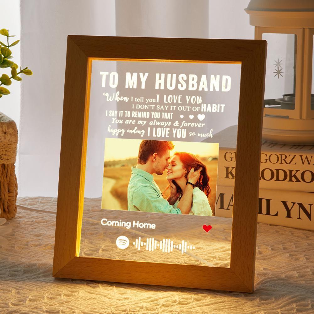 Custom Spotify Night Light LED Frame With Photo Engraved Text Night Light Anniversary Gift Gift For Husband