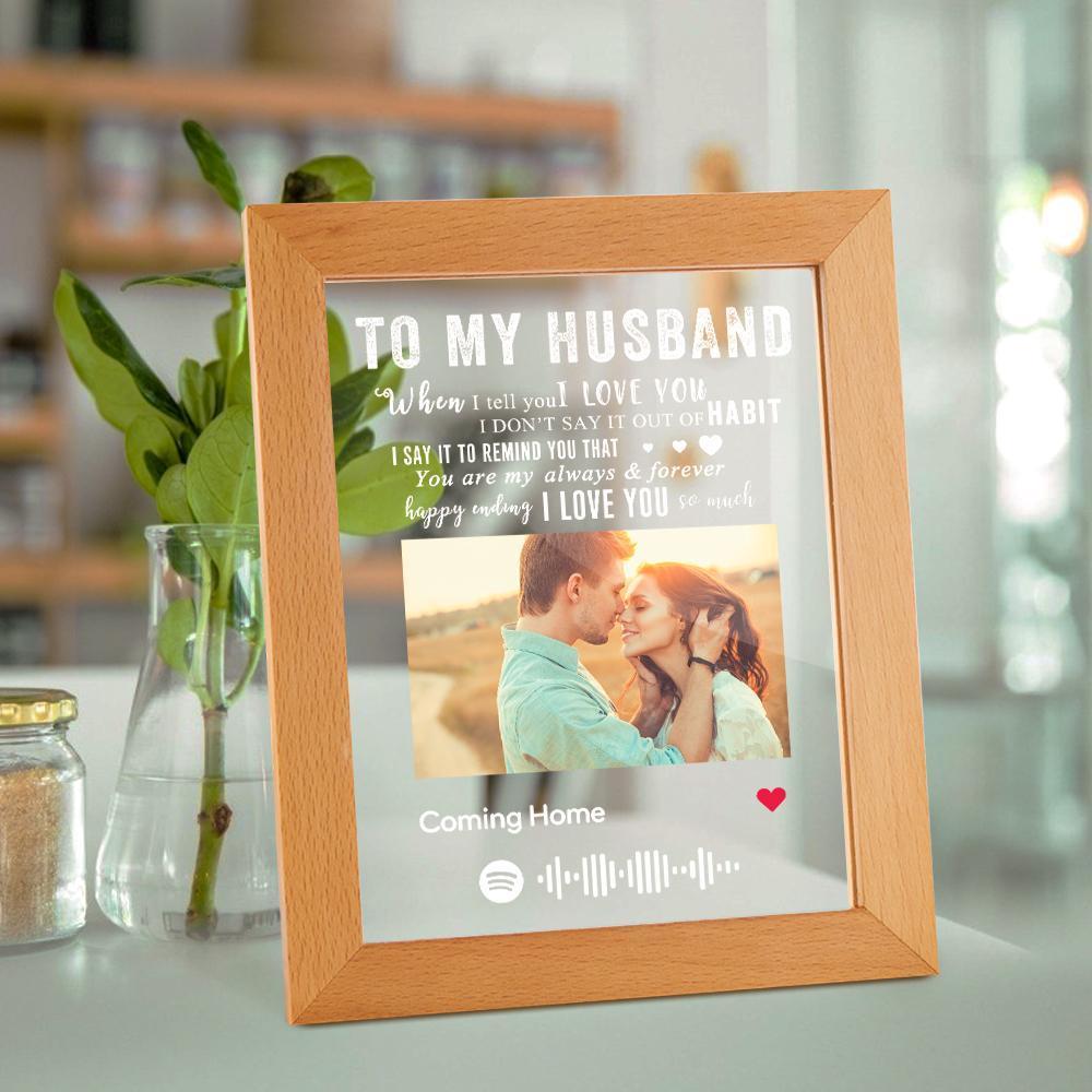 Custom Spotify Night Light LED Frame With Photo Engraved Text Night Light Anniversary Gift  Gift For Husband