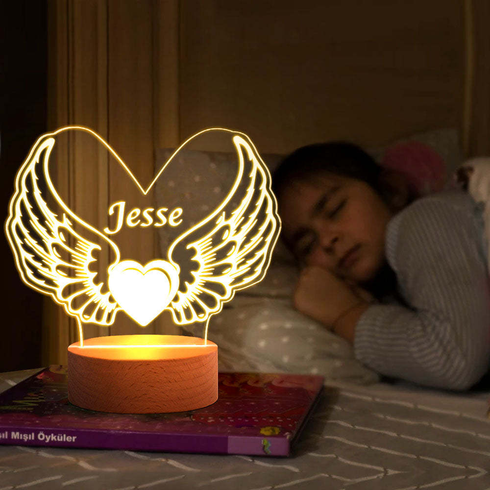 Angel Wings Night Light Bridesmaid Gifts Custom Name Engagement Fairy Lights - photomoonlampau