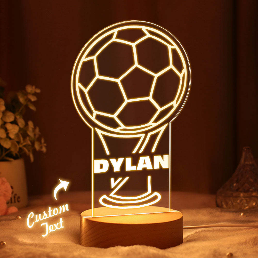 Personalised LED Football Trophy Night Light Multicolour Boys Bedroom Decoration - photomoonlampau