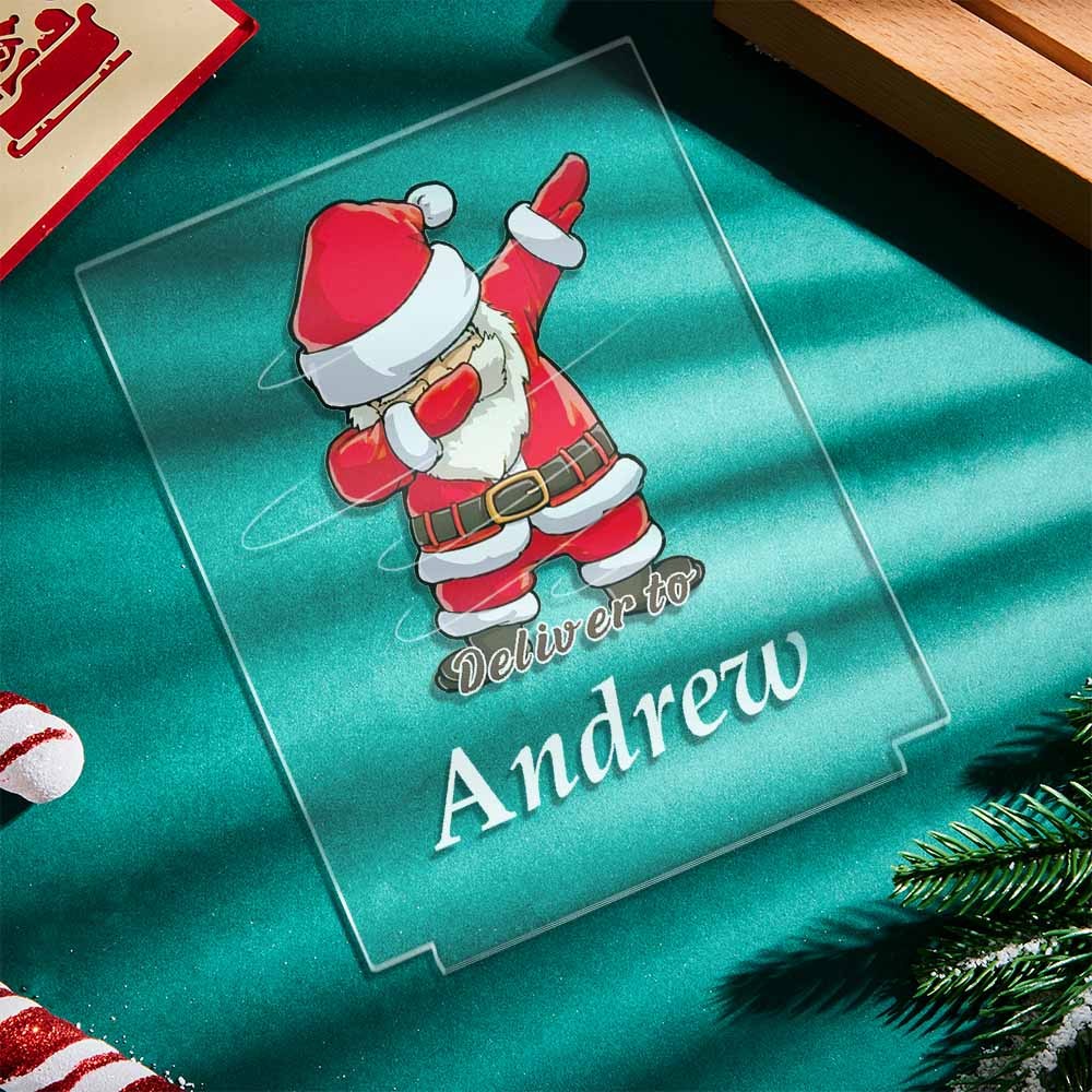 Merry Christmas Personalised Led Name Lamp Santa Claus For Kids Gift - photomoonlampau