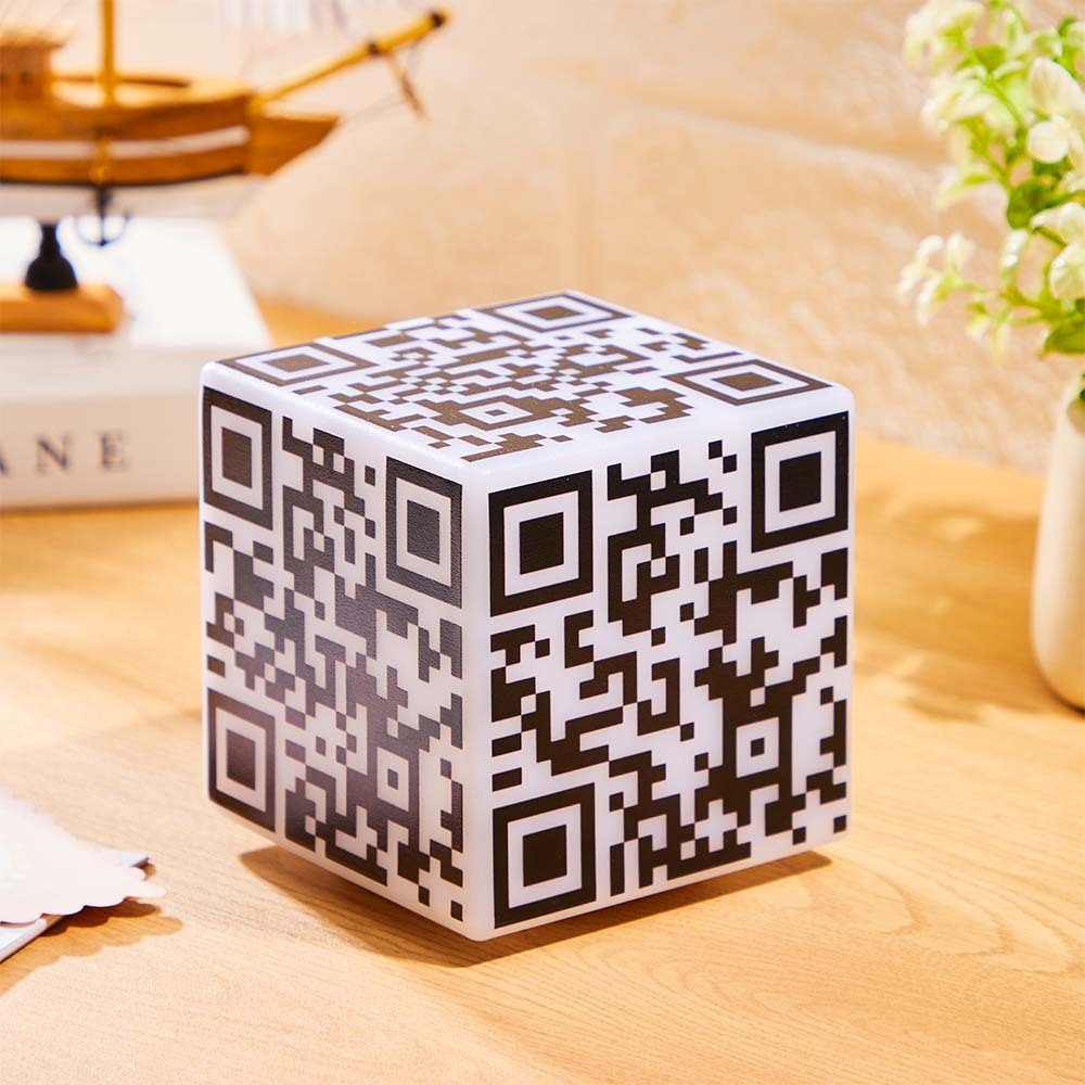 Scannable QR Code CUBE Night Light with Your Photo or Text Personalized Gift for Her - mymoonlampau
