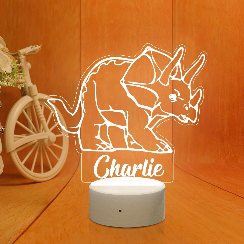 Personalised Dinosaur Night Light Kid's Bedrooms Triceratops Lamp