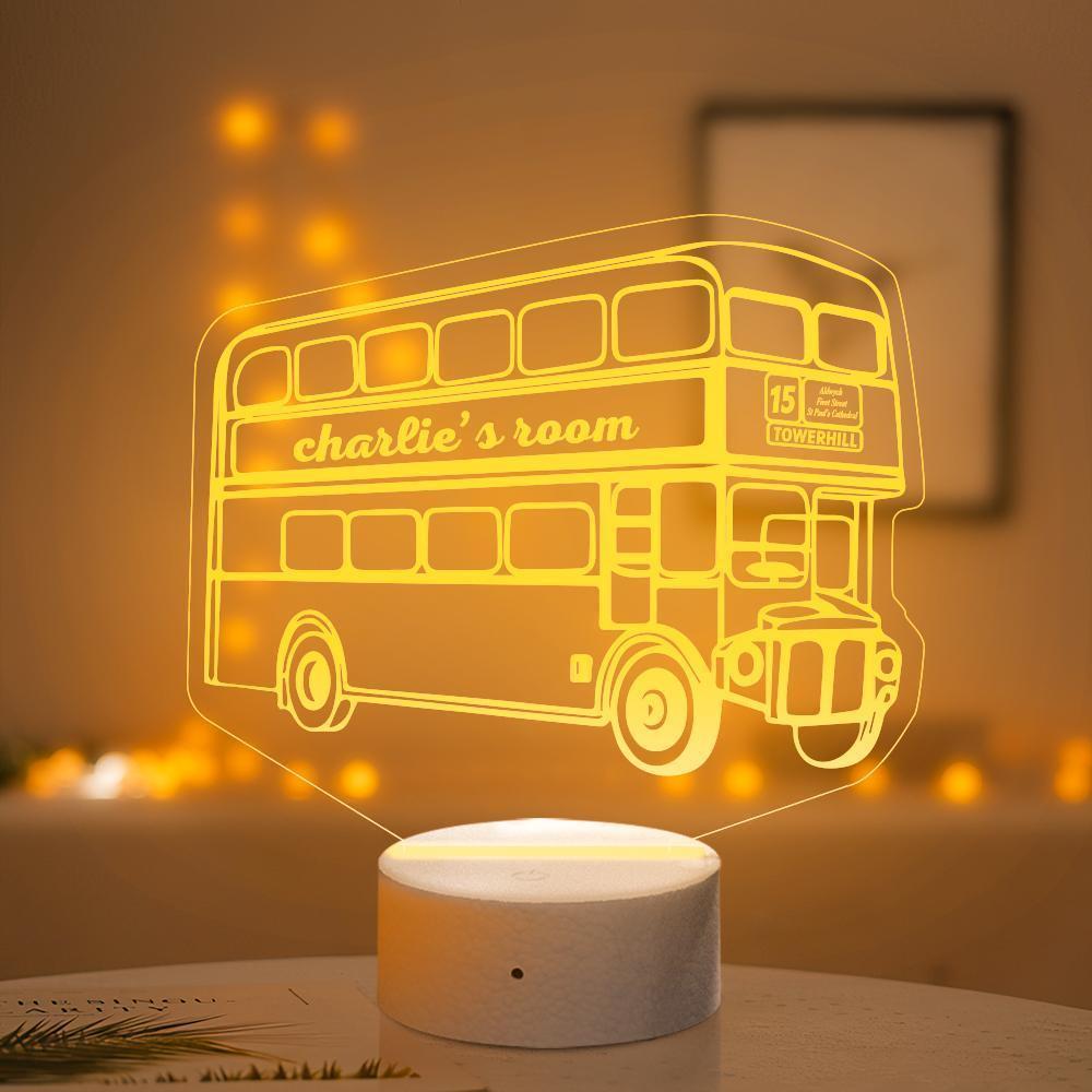 Personalised Name London Bus Night Light Routemaster Lamp Bedroom Gifts for Kids