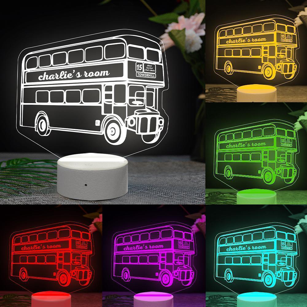 Personalised Name London Bus Night Light Routemaster Lamp Bedroom Gifts for Kids