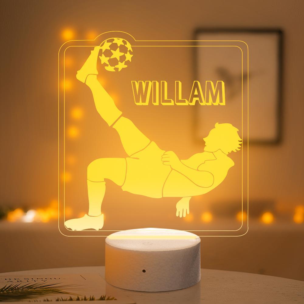 Personalised Night Light Football Kids Bedroom Decor Boy's Room Lamp