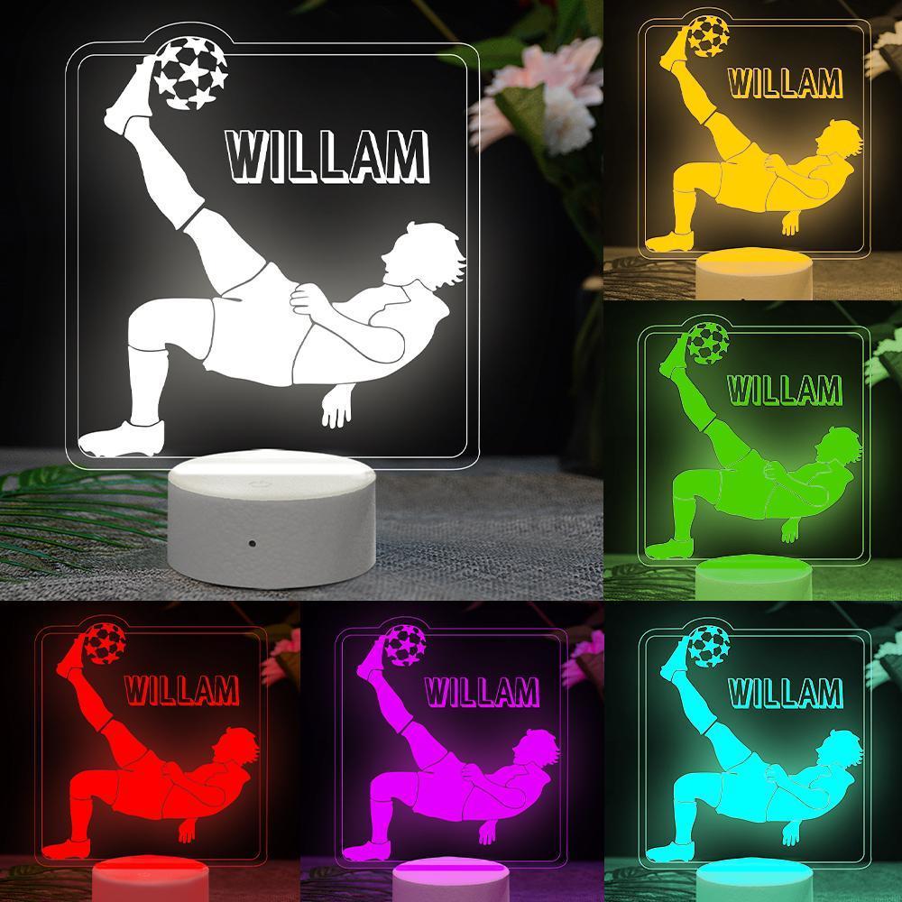 Personalised Night Light Football Kids Bedroom Decor Boy's Room Lamp