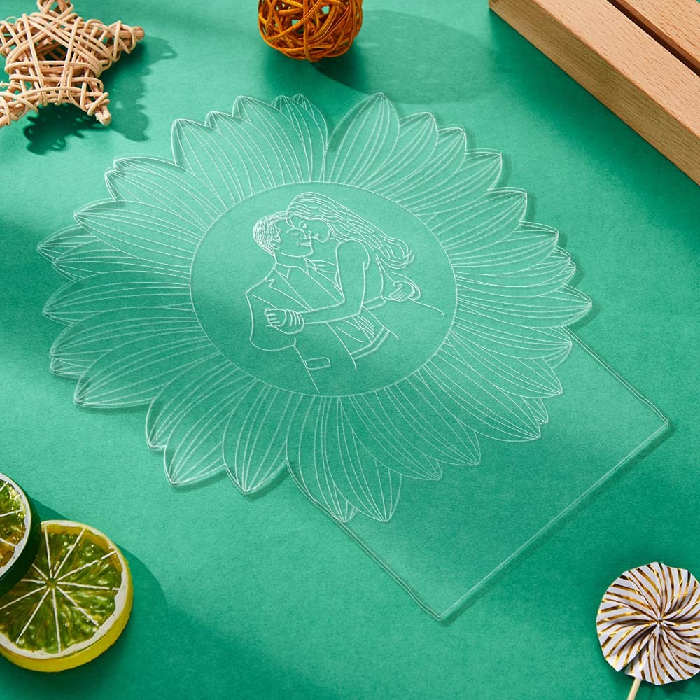 Personalised Photo Engraved with Flower Decor Lamp For Bedroom Decor - mymoonlampau
