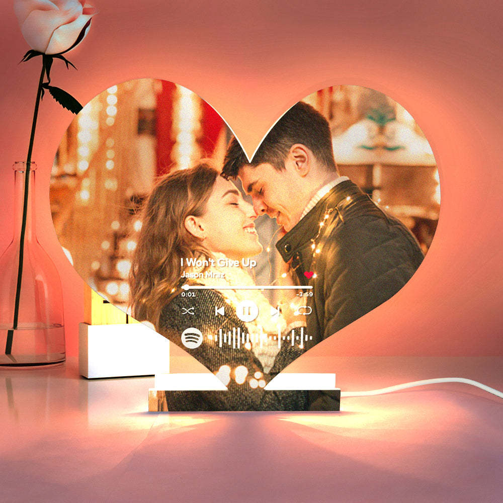Personalized Spotify Code Photo Heart-shaped Light Gift for Lover - mymoonlampau