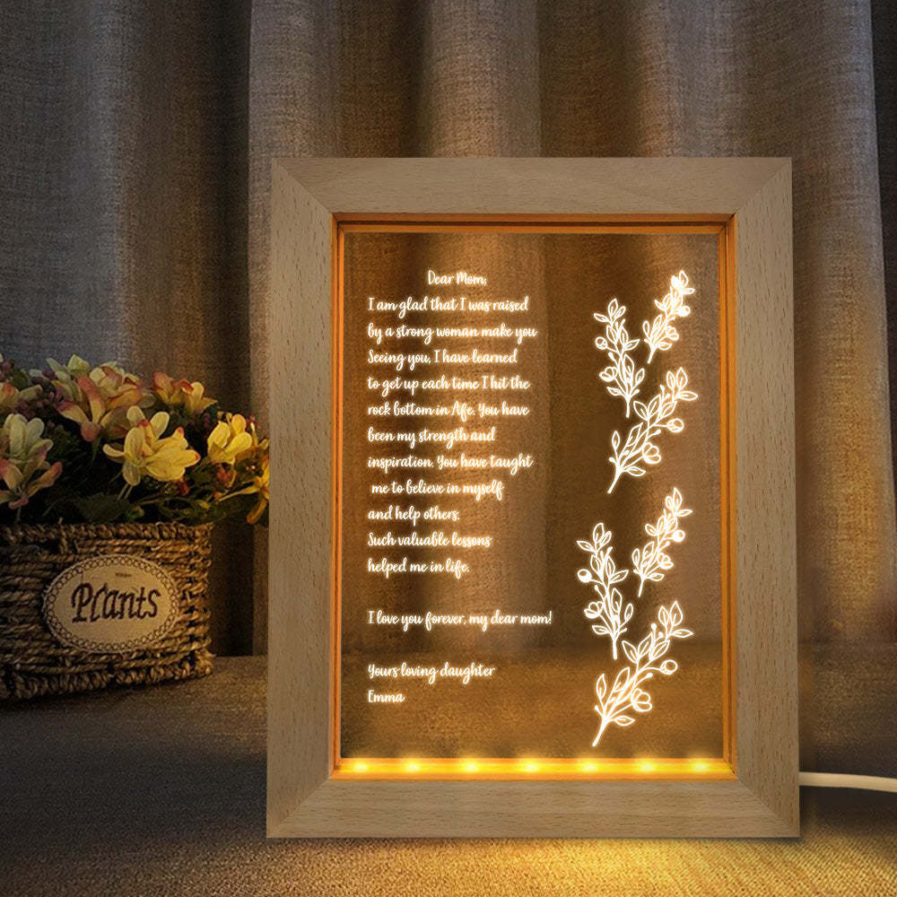 Personalised Hand-Written Letter Night Light Custom Wooden Frame Lamp for Mother's Day Gift - mymoonlampau