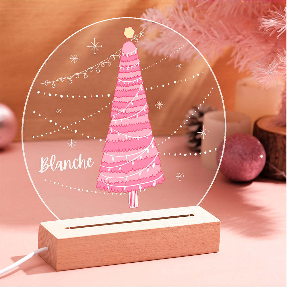 Personalised Name Pink Christmas Tree Lamp LED Night Light Romantic Light For Couple - mymoonlampau