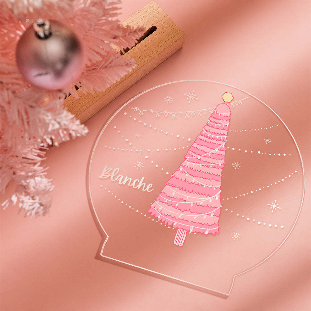 Personalised Name Pink Christmas Tree Lamp LED Night Light Romantic Light For Couple - mymoonlampau