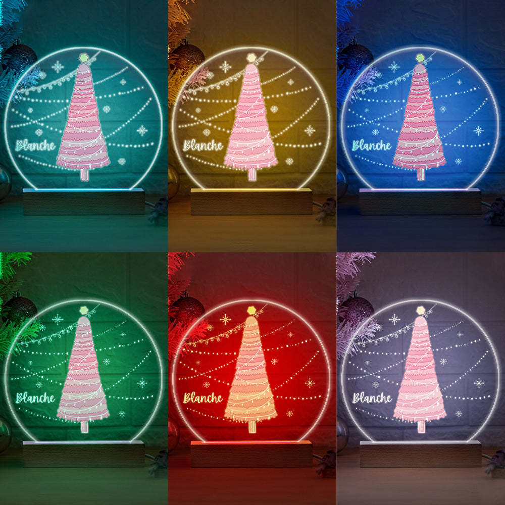 Personalised Name Pink Christmas Tree Lamp LED Night Light Romantic Light For Couple - mymoonlampau
