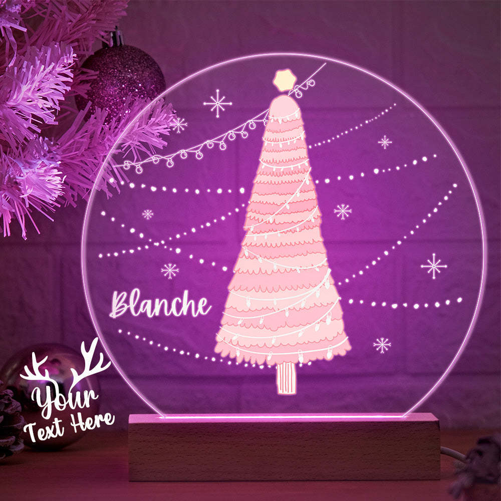 Personalised Name Pink Christmas Tree Lamp LED Night Light Romantic Light For Couple - mymoonlampau