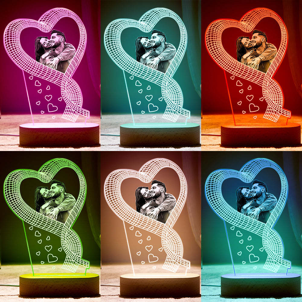 Custom Photo 3D Led Lamp Unique Colorful Night Light Couple Valentine's Day Gift - mymoonlampau