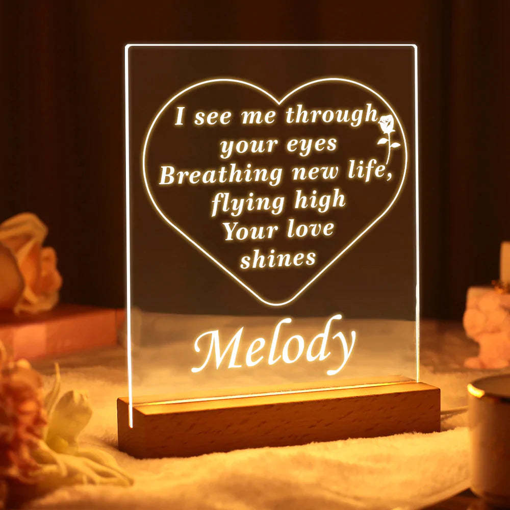 Personalised Name Acrylic Led Night Light I See You Gifts for Her - mymoonlampau