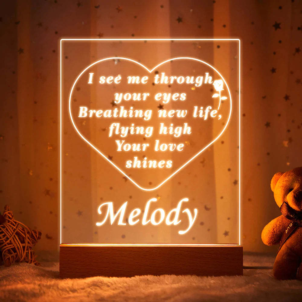 Personalised Name Acrylic Led Night Light I See You Gifts for Her - mymoonlampau