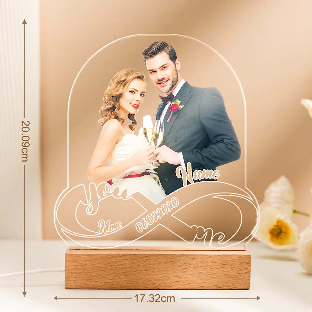 Custom Photo Led Lamp Infinity Symbol Personalized Name Nightlight - mymoonlampau
