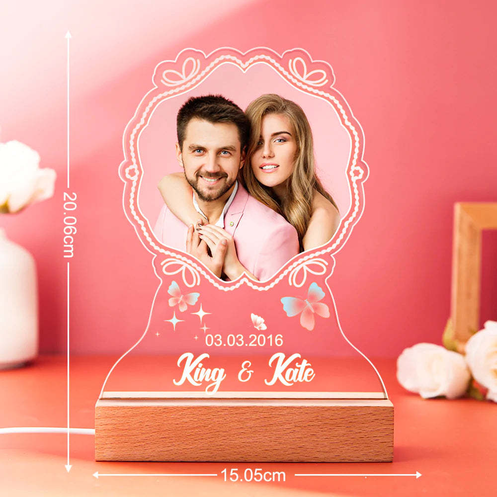 Gift for Her/Him Custom Led Lamp with Name and Photo Valentine's Day Idea - mymoonlampau