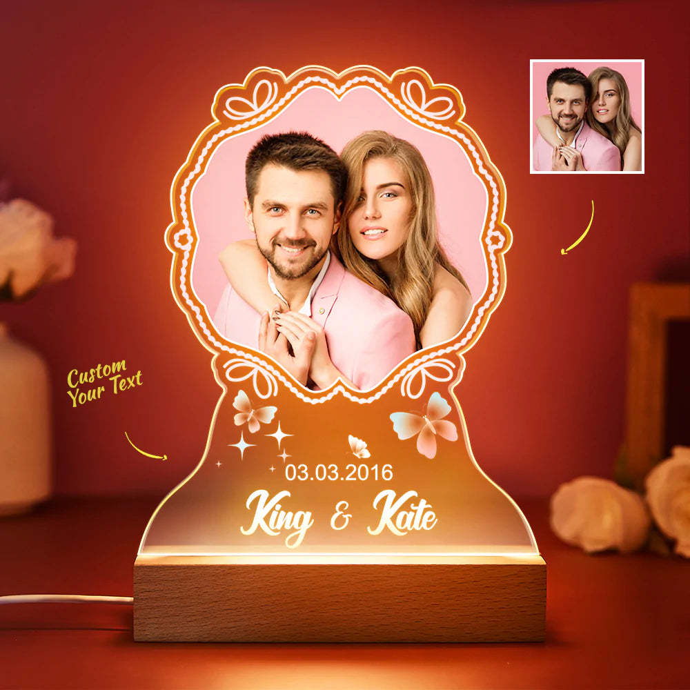 Gift for Her/Him Custom Led Lamp with Name and Photo Valentine's Day Idea - mymoonlampau