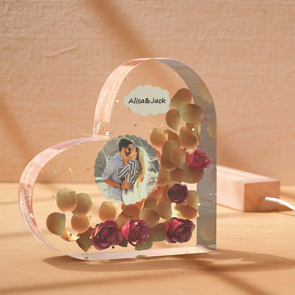 Custom Photo Engraved Night Light Heart Valentine's Day Epoxy Gifts - mymoonlampau