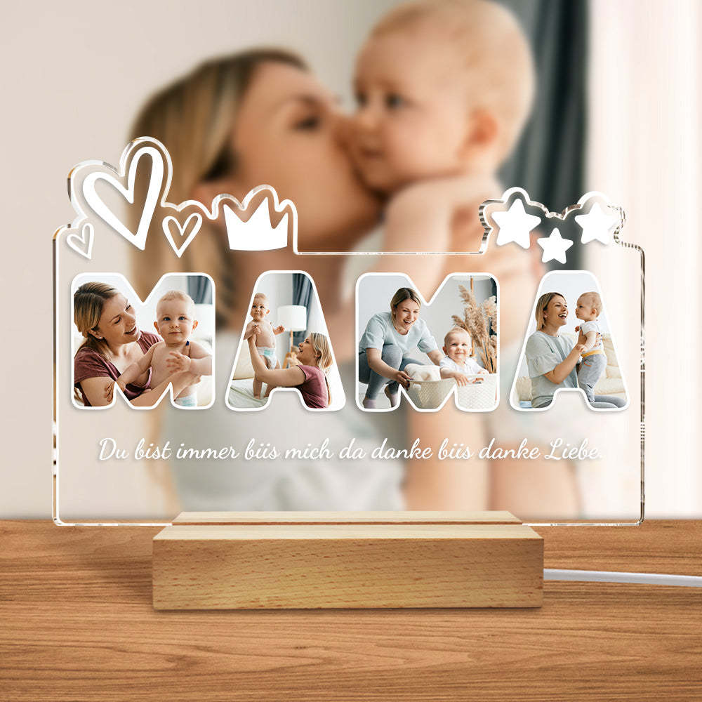 Custom Photo Night Light Personalized Mama Lamp Gifts for Mother's Day - mymoonlampau