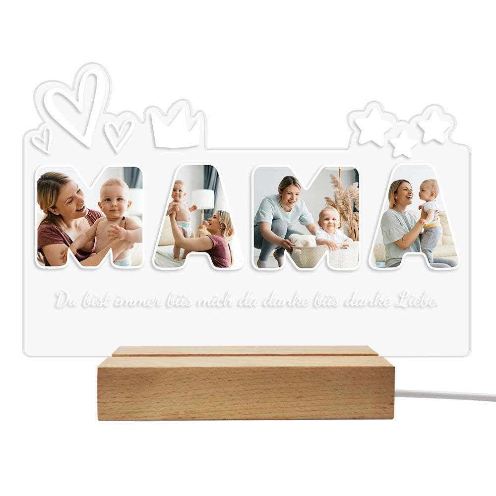 Custom Photo Night Light Personalized Mama Lamp Gifts for Mother's Day - mymoonlampau