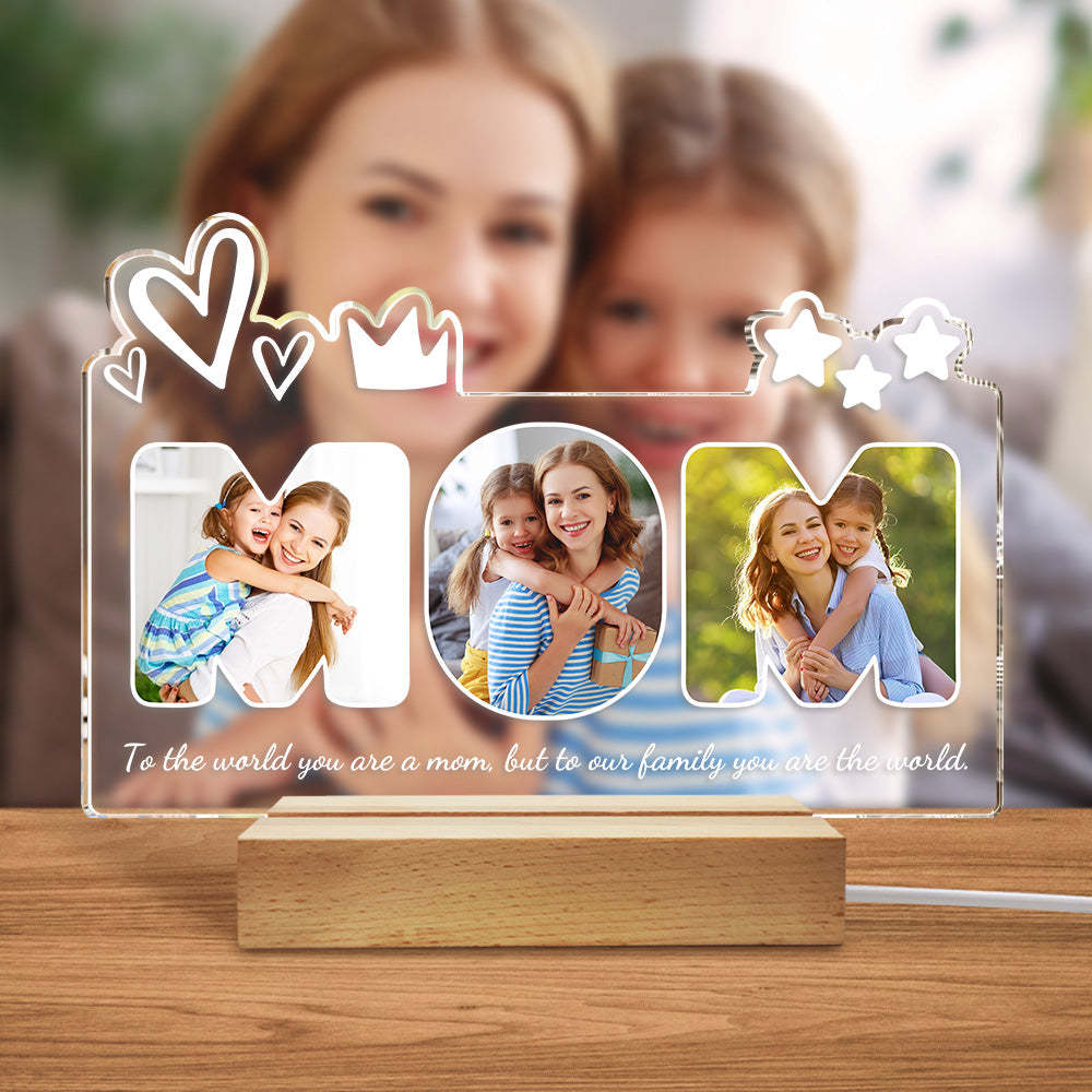 Custom Acrylic Night Light Personalized Mom Photo Lamp Gifts for Mother's Day - mymoonlampau