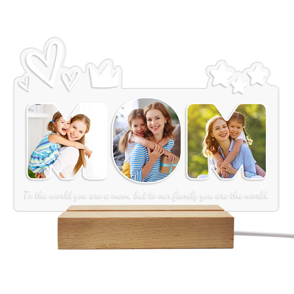 Custom Acrylic Night Light Personalized Mom Photo Lamp Gifts for Mother's Day - mymoonlampau