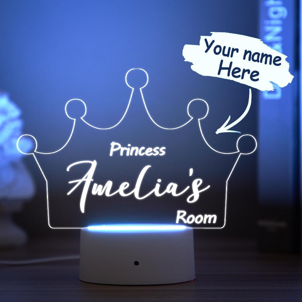 Personalised Crown Night Light Bedroom Decor Girls Room Kid's Bedroom Decor