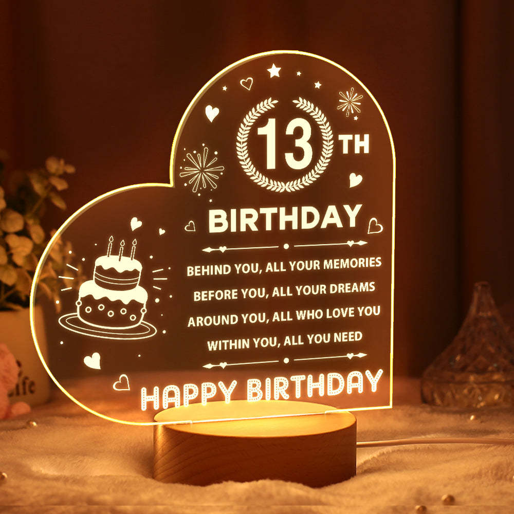 Personalised Night Light Custom Acrylic Lamp Birthday Gifts for Friends or Family - mymoonlampau