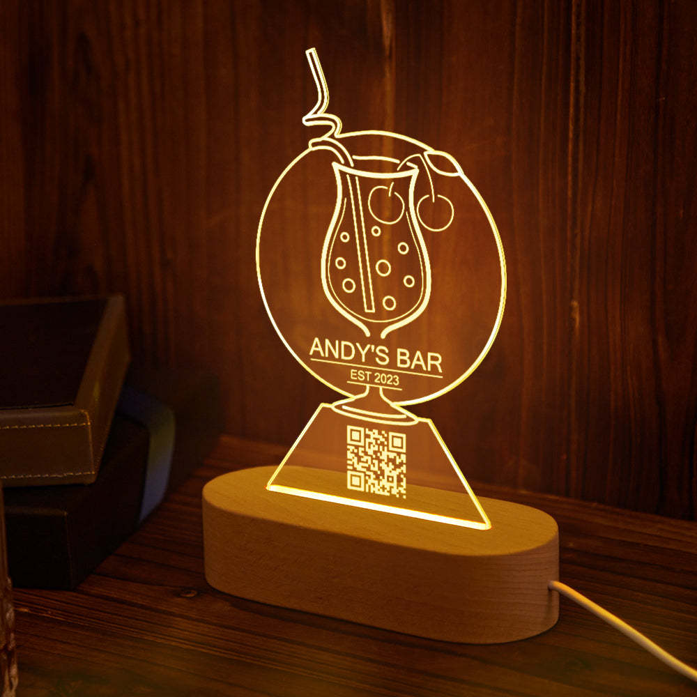 Personalized Qr Code Cherry Juice Night Light 7 Colors Acrylic 3D Lamp Father's Day Gifts - mymoonlampau