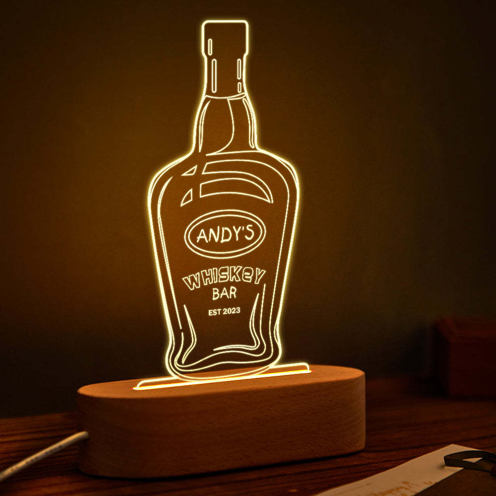 Personalized Wine Night Light 7 Colors Acrylic 3D Lamp Father's Day Gifts - mymoonlampau