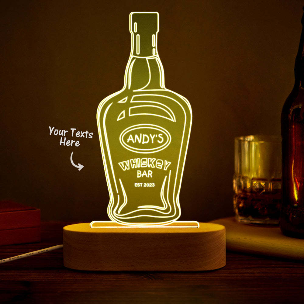 Personalized Wine Night Light 7 Colors Acrylic 3D Lamp Father's Day Gifts - mymoonlampau