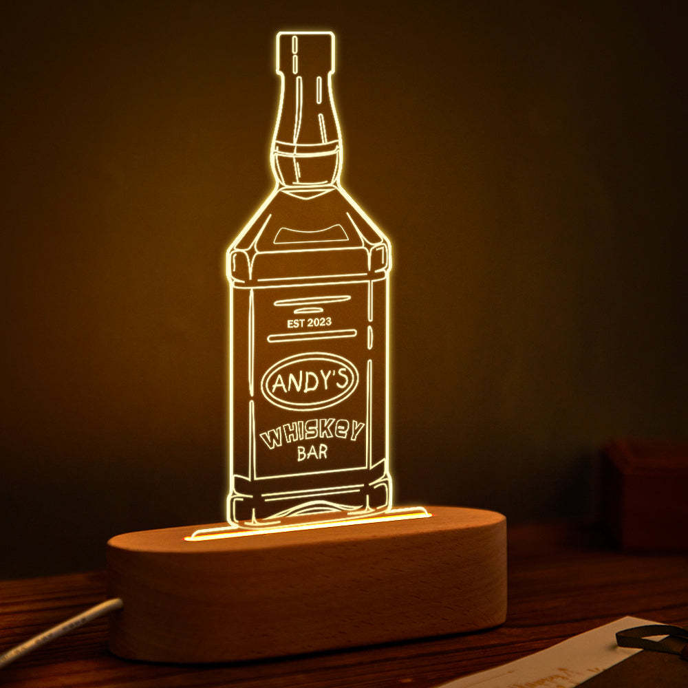 Personalized  Liquor Night Light 7 Colors Acrylic Wine 3D Lamp Father's Day Gifts - mymoonlampau