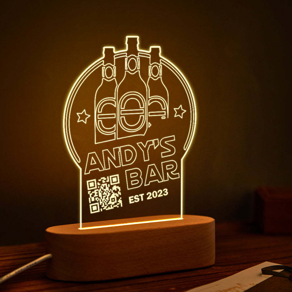 Personalized Qr Code Wine Bottle Night Light 7 Colors Acrylic 3D Lamp Father's Day Gifts - mymoonlampau