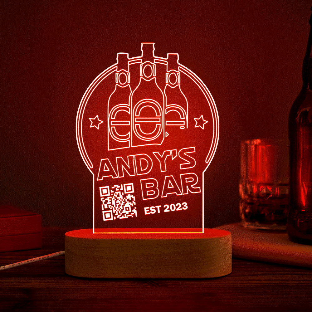 Personalized Qr Code Wine Bottle Night Light 7 Colors Acrylic 3D Lamp Father's Day Gifts - mymoonlampau