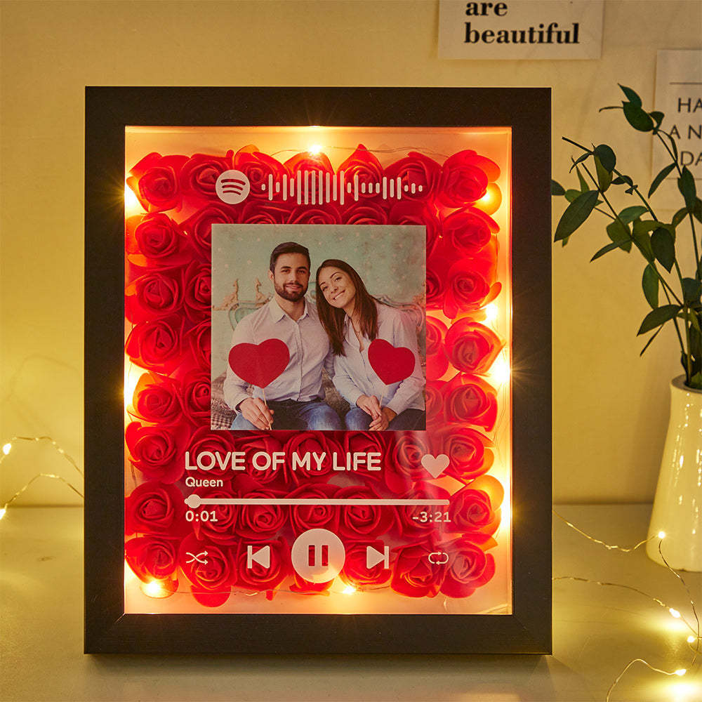 Custom Scannable Spotify Code Night Light Rose Ornament Couple Gifts - mymoonlampau