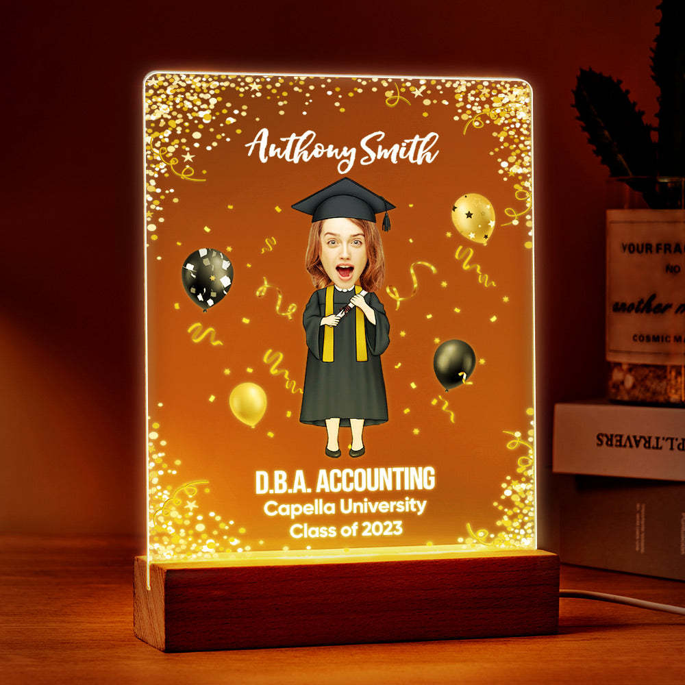 Graduation Ceremony Gift Custom Photo Graduation Appreciation Acrylic Plaque Lamp Personalized Your Name, Diploma And School - mymoonlampau