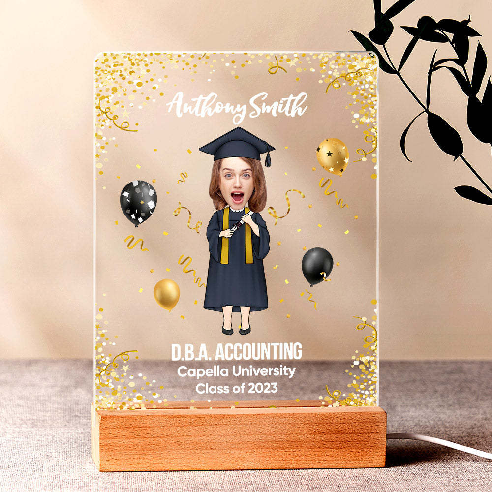 Graduation Ceremony Gift Custom Photo Graduation Appreciation Acrylic Plaque Lamp Personalized Your Name, Diploma And School - mymoonlampau