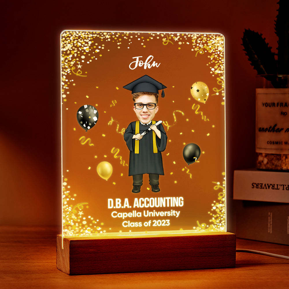 Graduation Ceremony Gift Custom Photo Graduation Appreciation Acrylic Plaque Lamp Personalized Your Name, Diploma And School - mymoonlampau