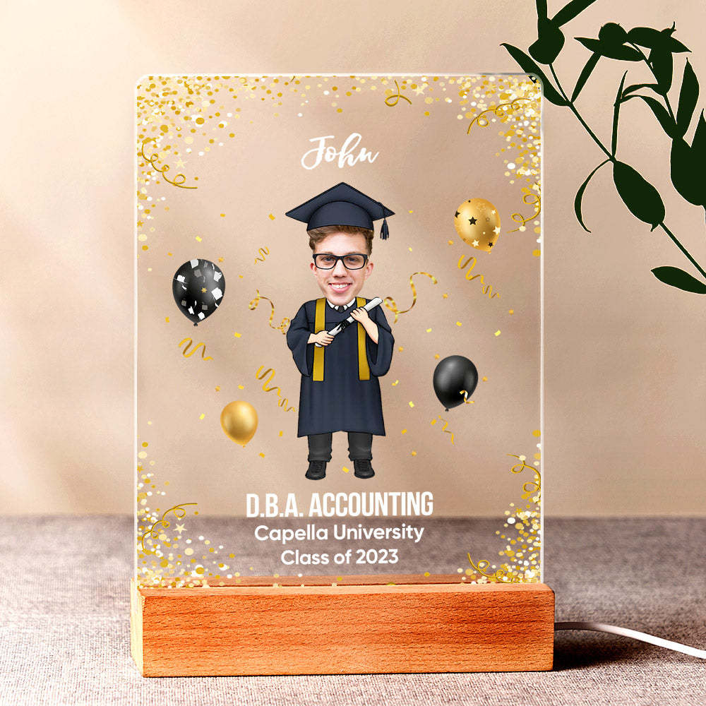 Graduation Ceremony Gift Custom Photo Graduation Appreciation Acrylic Plaque Lamp Personalized Your Name, Diploma And School - mymoonlampau