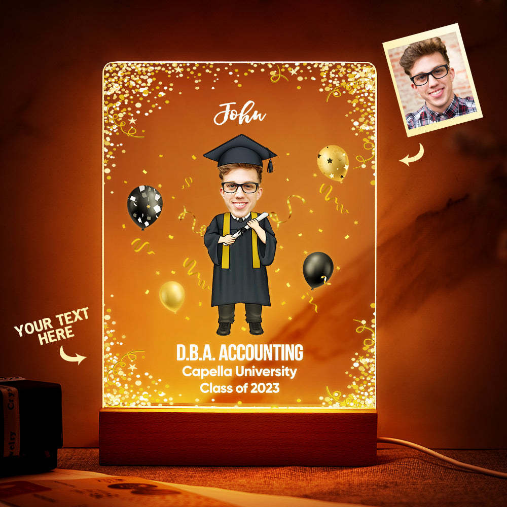 Graduation Ceremony Gift Custom Photo Graduation Appreciation Acrylic Plaque Lamp Personalized Your Name, Diploma And School - mymoonlampau