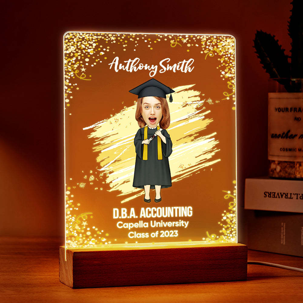 Graduation Ceremony Gift Custom Photo Graduation Appreciation Acrylic Plaque Lamp Personalized Your Name, Diploma And School - mymoonlampau