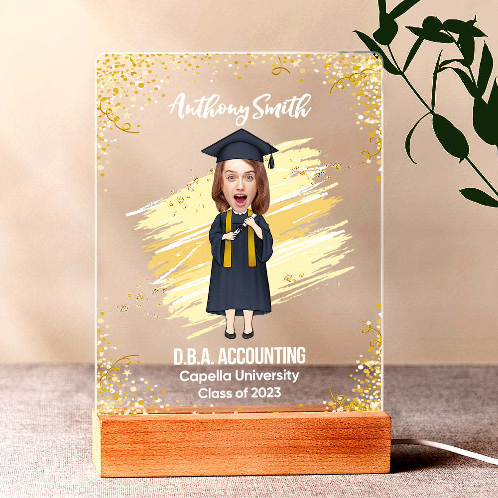 Graduation Ceremony Gift Custom Photo Graduation Appreciation Acrylic Plaque Lamp Personalized Your Name, Diploma And School - mymoonlampau