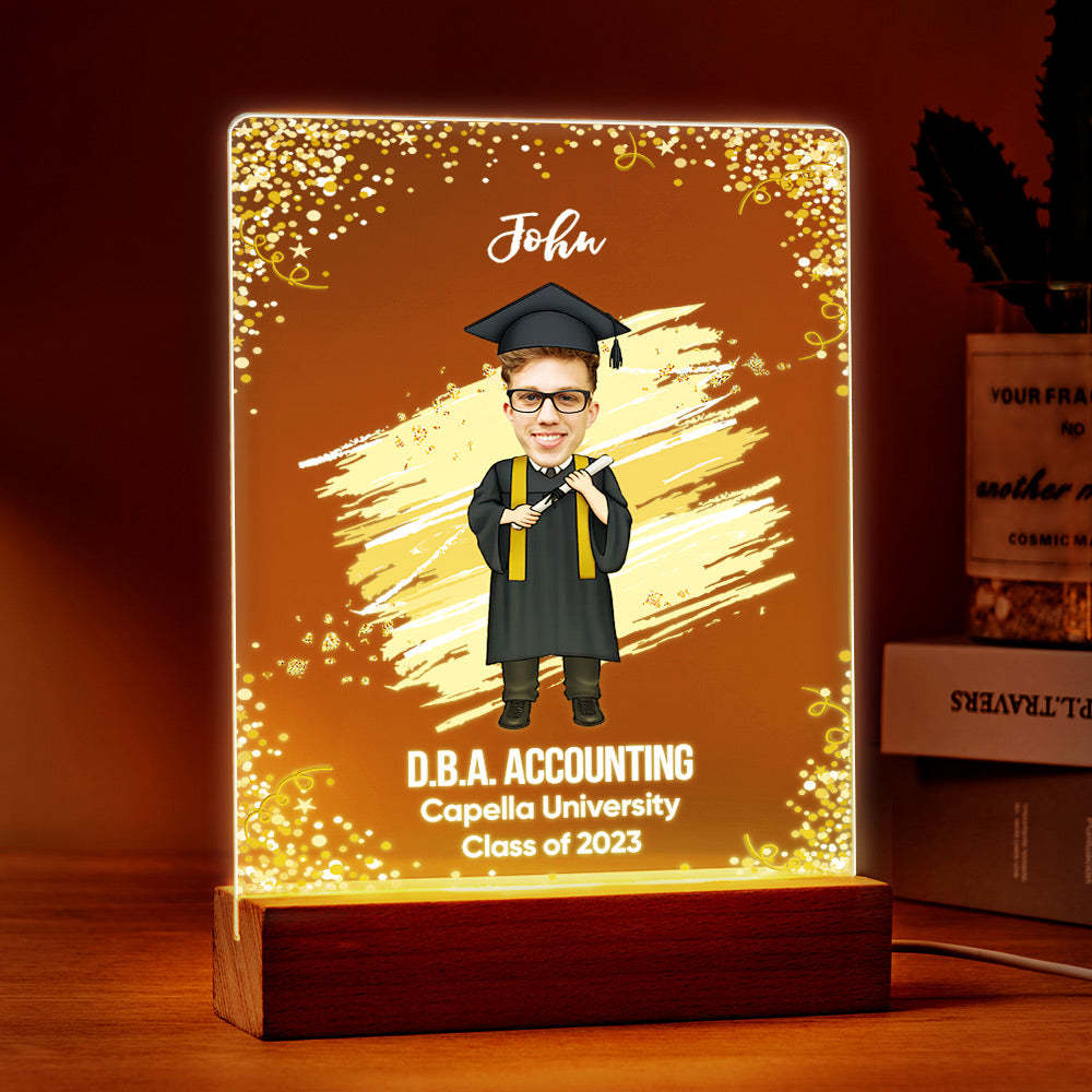 Graduation Ceremony Gift Custom Photo Graduation Appreciation Acrylic Plaque Lamp Personalized Your Name, Diploma And School - mymoonlampau