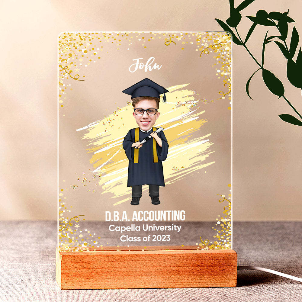 Graduation Ceremony Gift Custom Photo Graduation Appreciation Acrylic Plaque Lamp Personalized Your Name, Diploma And School - mymoonlampau